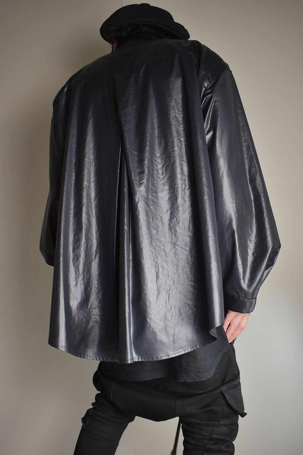 Fake Fake Leather Shirts Jacket"Black" / フェイクフェイクレザーシャツジャケット"ブラック"