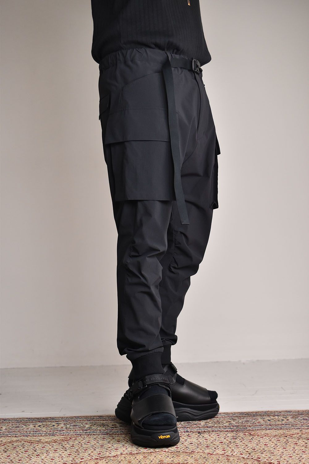 Water Repellent Stretch Cargo Rib Pants"Black"/撥水ストレッチカーゴリブパンツ"ブラック"