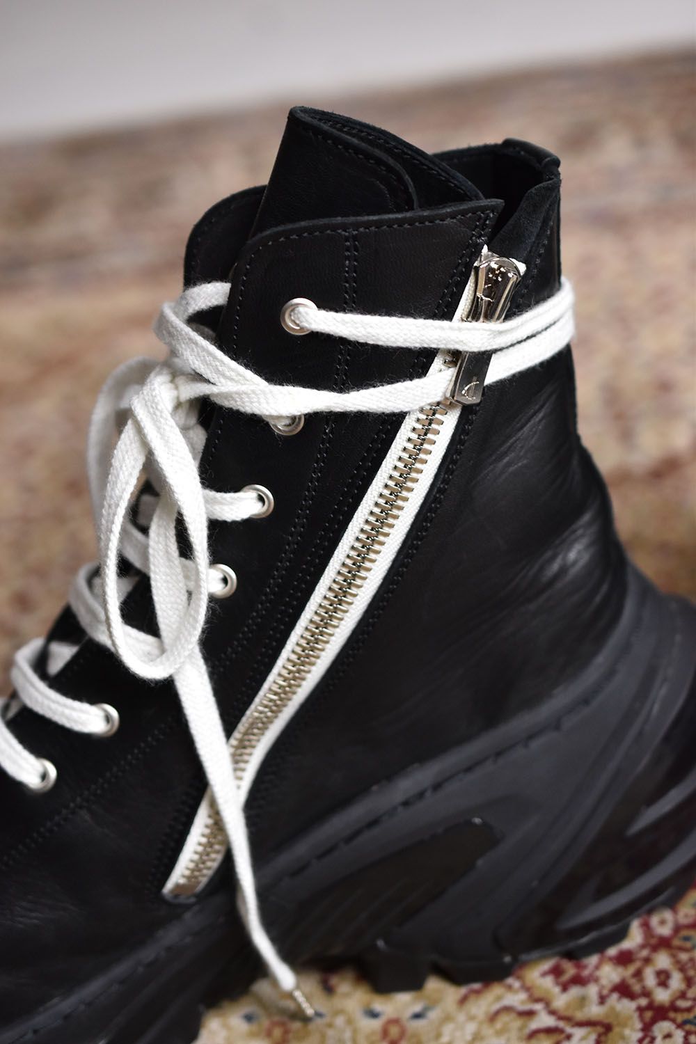 Hi-Cut Leather Sneaker"Black×White"/ハイカットレザースニーカー"ブラック×ホワイト"