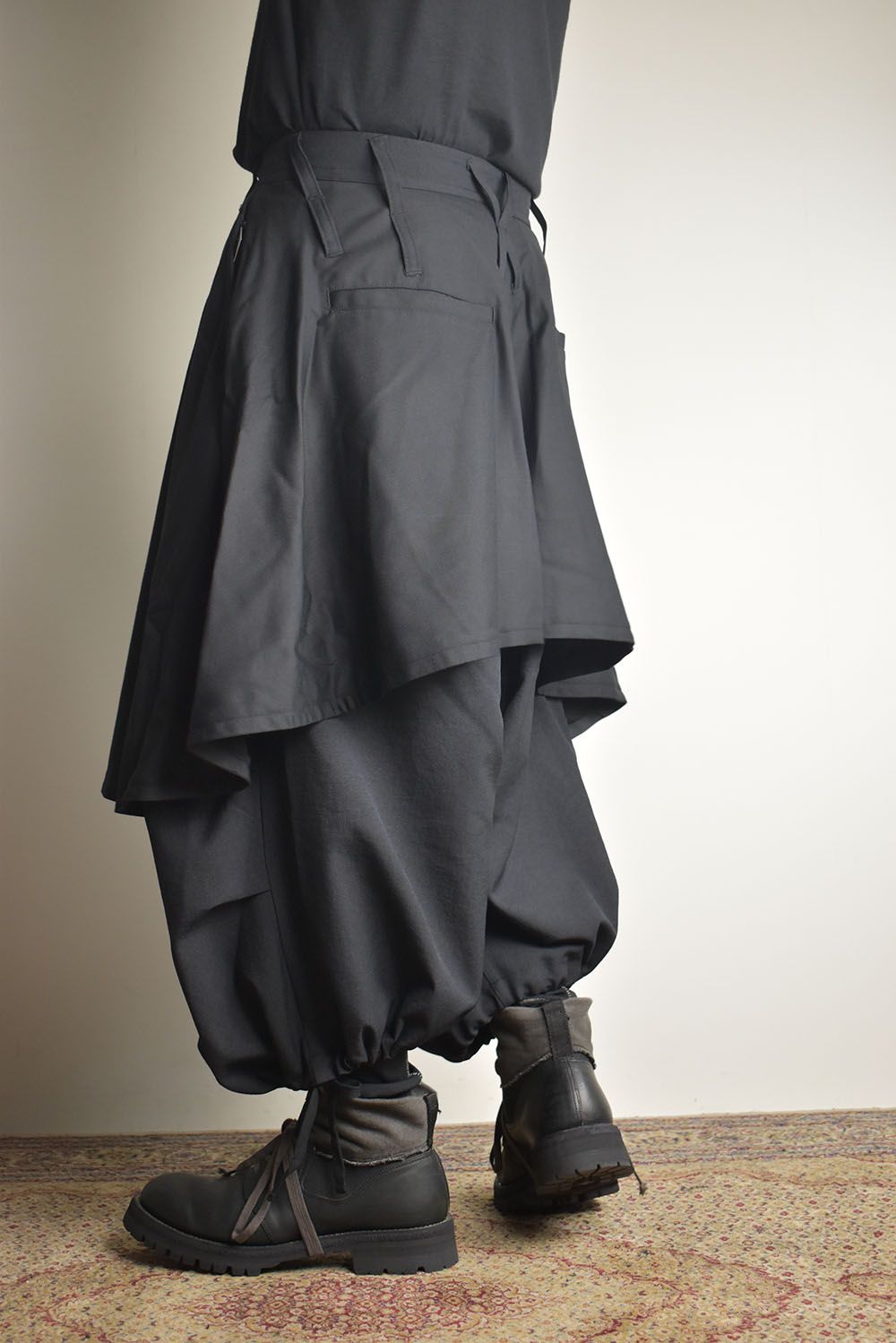 Layerd Super Wide Sarouel"Black" / レイヤードスーパーワイドサルエル"ブラック"