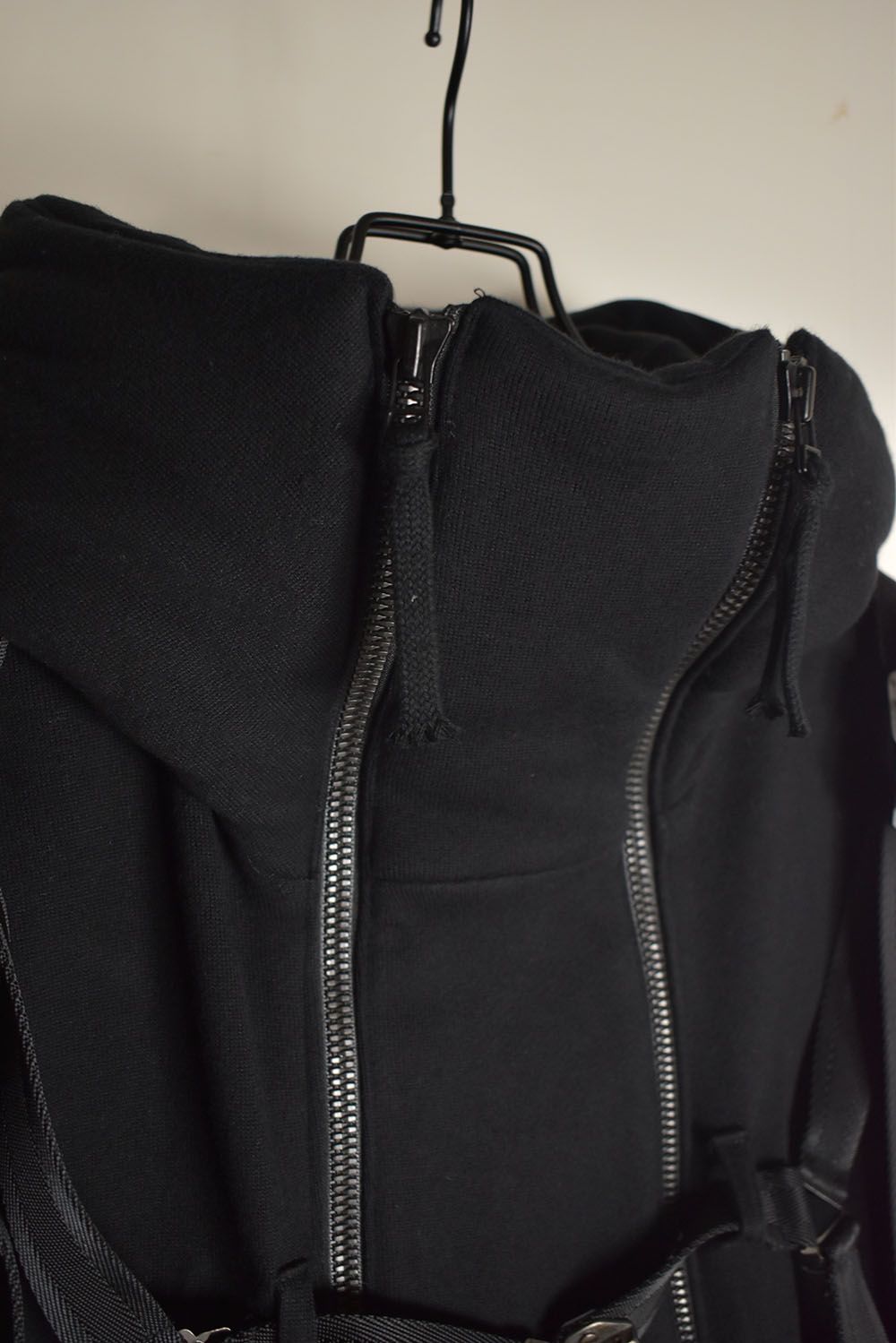Non-Flammable Fleece Harness Belt W-Zip Hooded Jacket  "Black" / 無燃糸裏毛ハーネスベルトWジップフーデッドジャケット"ブラック"