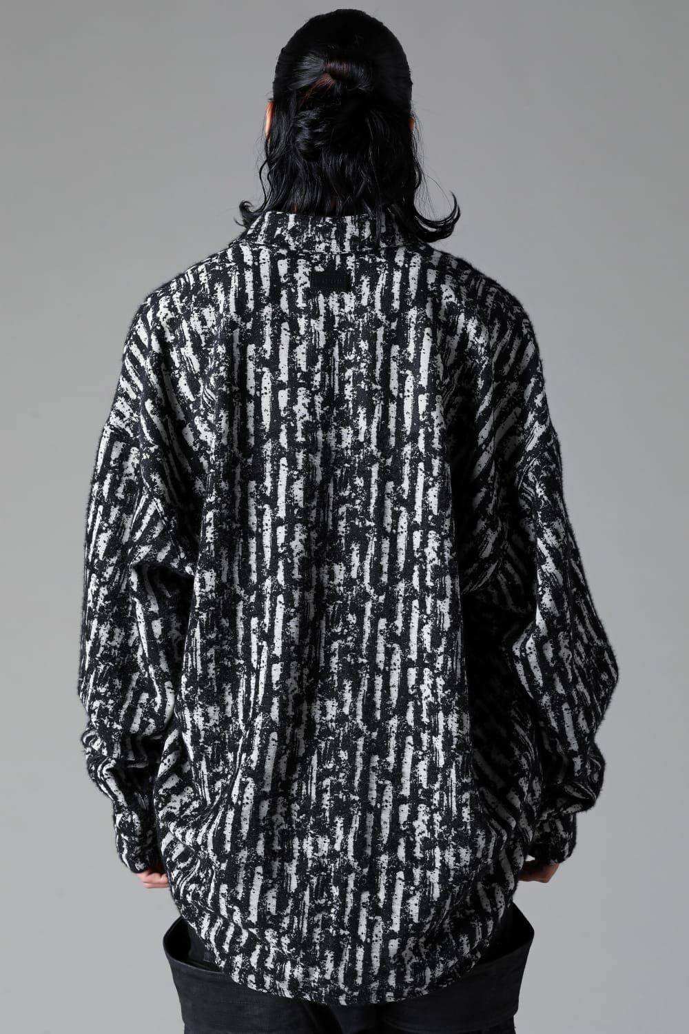 《2025AW先行予約》Jacguard Cocoon Shirts"Black×White"/ジャガードコクーンシャツ"ブラック×ホワイト"