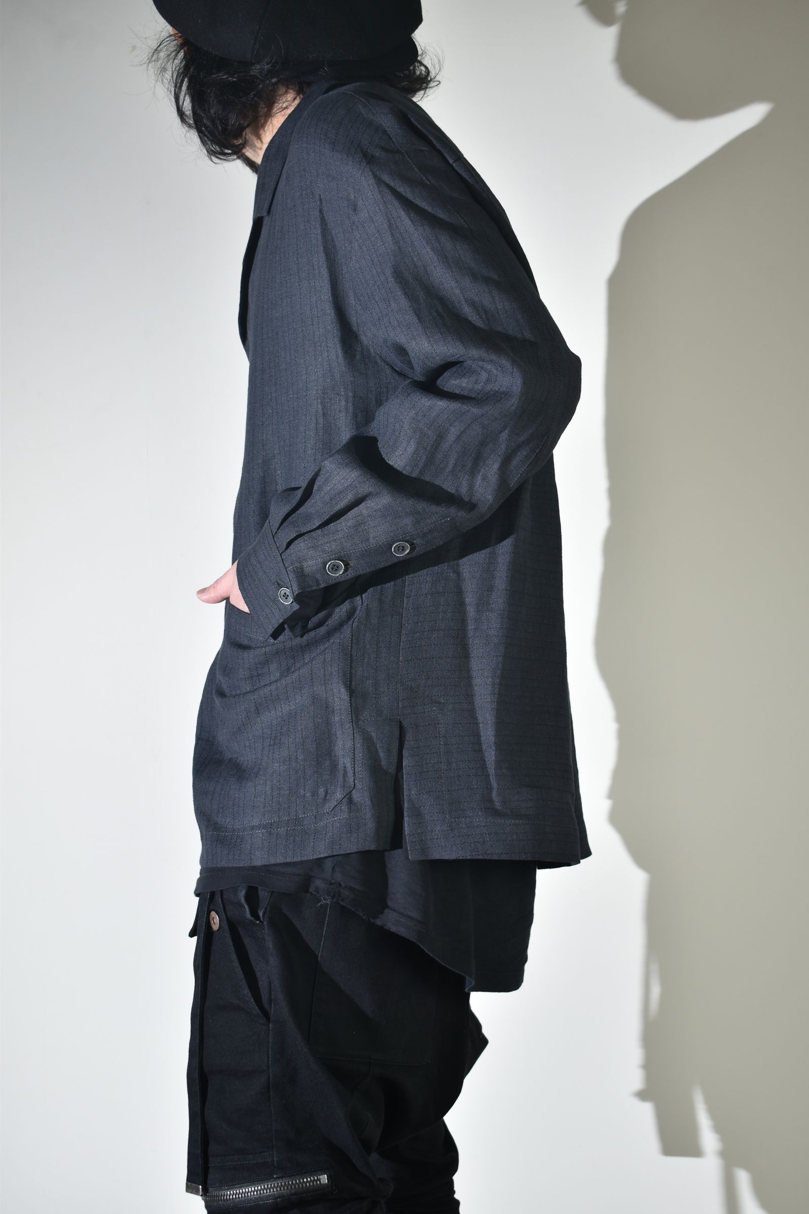 Linen Silk Shirts Jacket"Tuxedo" / リネンシルクシャツジャケット"タキシード"