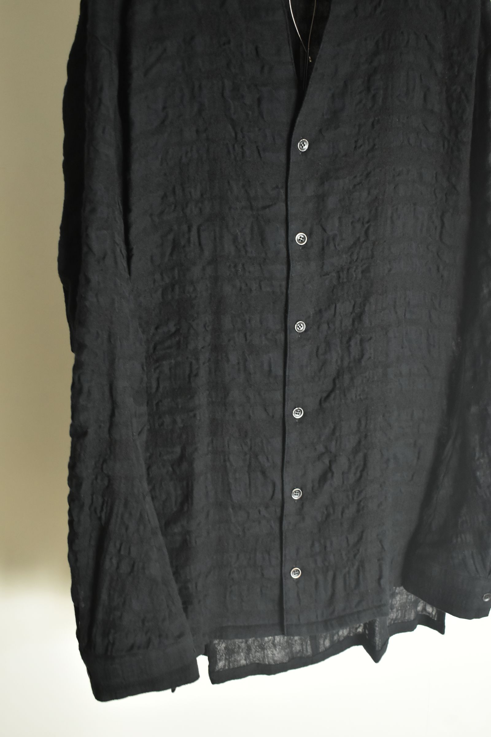 Shadow Check Shawl Collar Shirt"Black" / シャドウチェックショールカラーシャツ"ブラック"