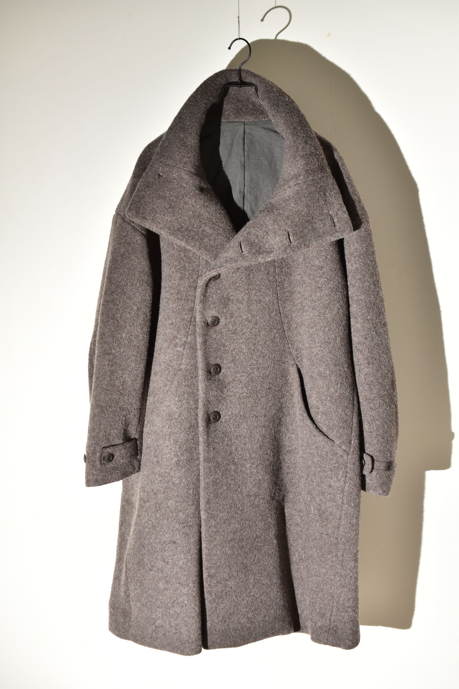Wool Pile High Neck Coat "GreyBeige" / ウールパイルハイネックコート"グレーベージュ"