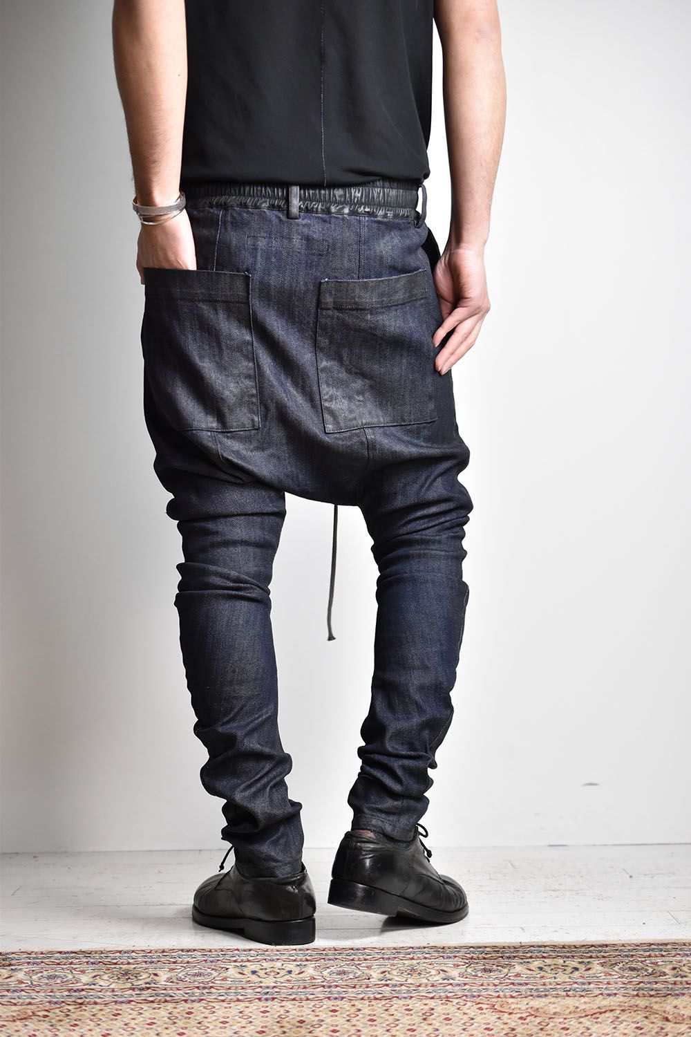 《2025AW先行予約》Coated Stretch denim Sarouel skinny"Blue" / コーティングストレッチデニムサルエルスキニー"ブルー"