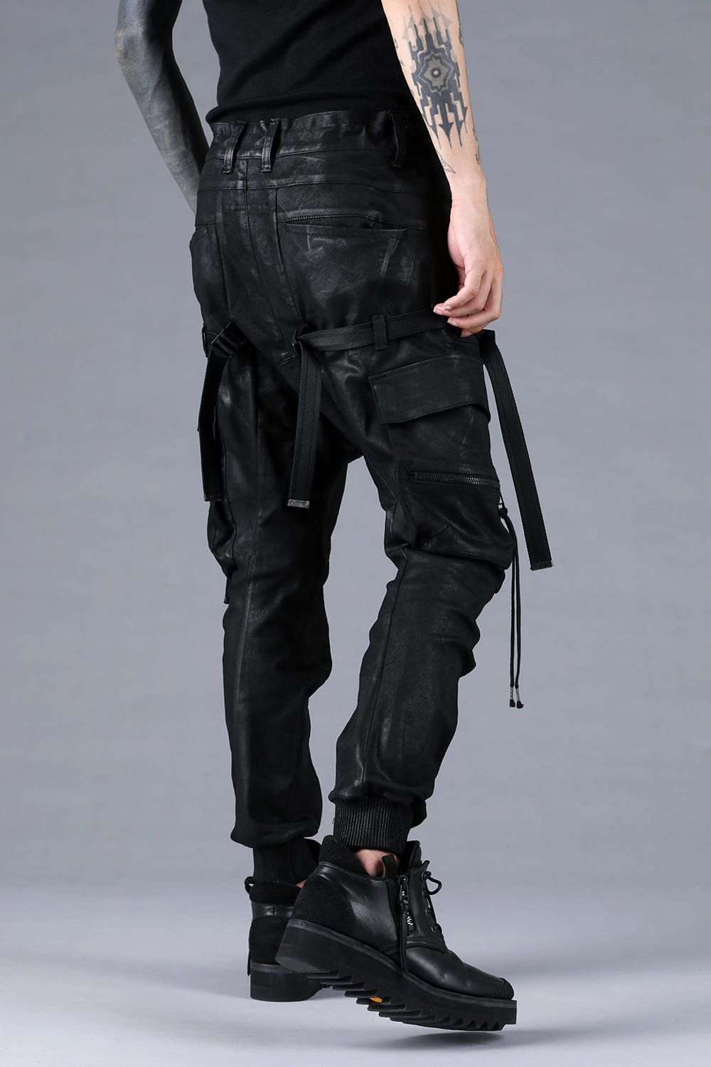 Product Coating Bag Attached Cargo Jogging Pants"Black" / 製品コーティングバッグアタッチドカーゴジョグパンツ"ブラック"