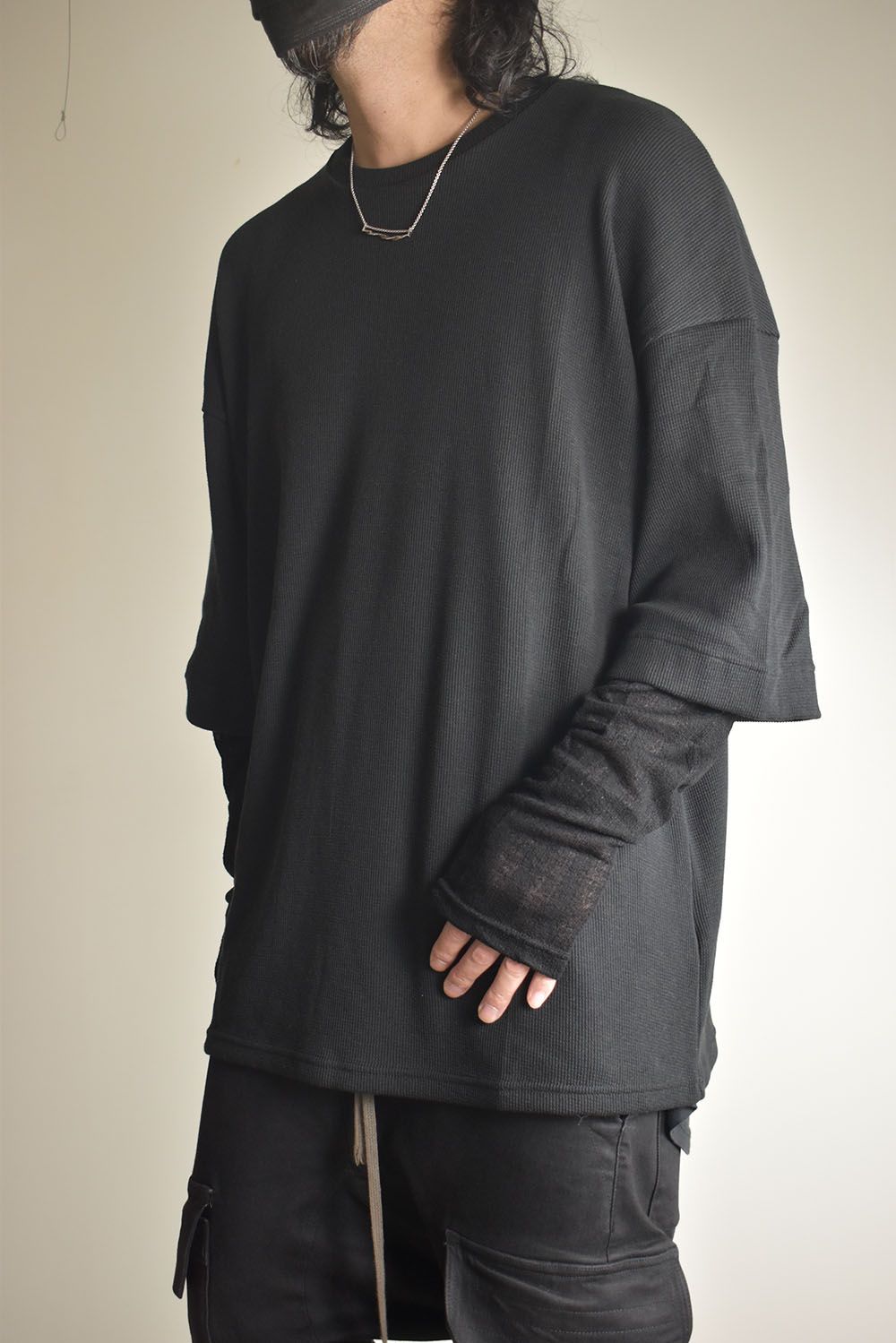 Layered Crew Neck Top"Black" / レイヤードクルーネックトップ"ブラック"