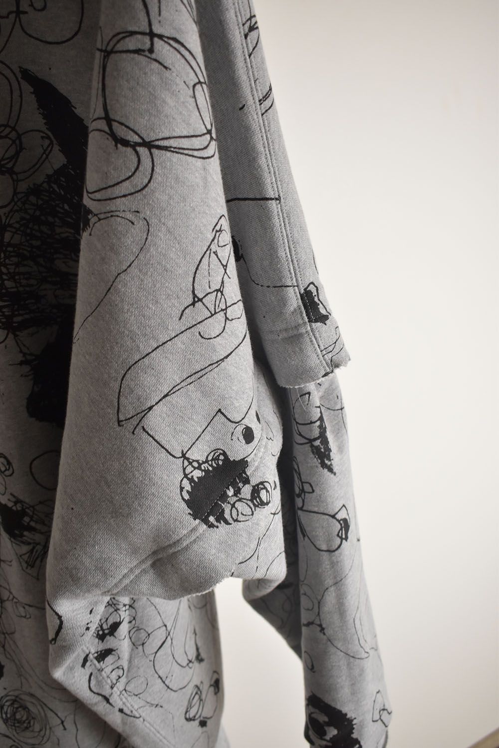 Sweat Oversize Print Zip Up Hoodie"Grey" / スウェットオーバーサイズプリントジップアップパーカ"グレー"