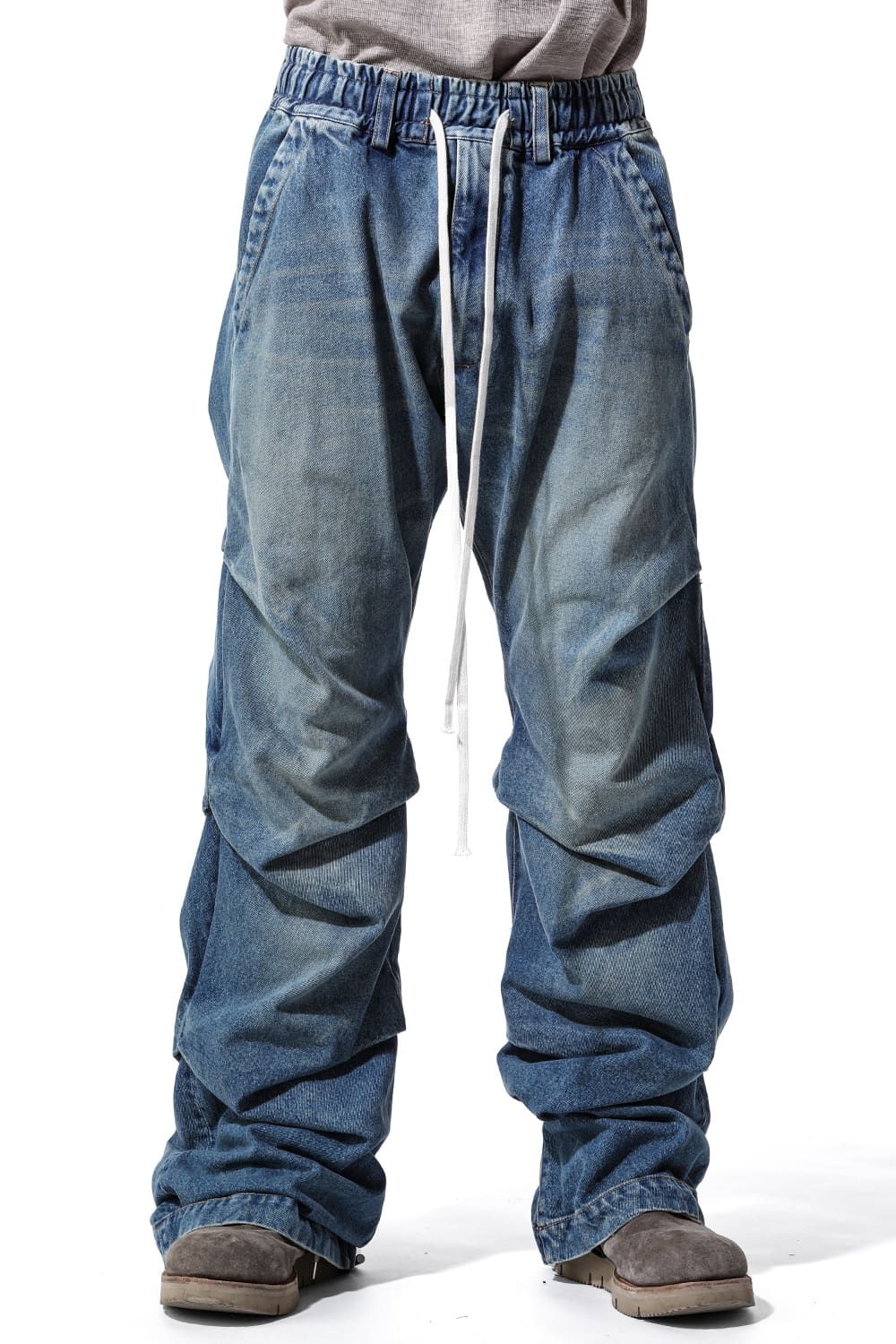 《2025AW先行予約》Denim Tuck Slim Baggy Pants"Indigo Blue/Black"/デニムタックスリムバギーパンツ"インディゴブルー/ブラック"