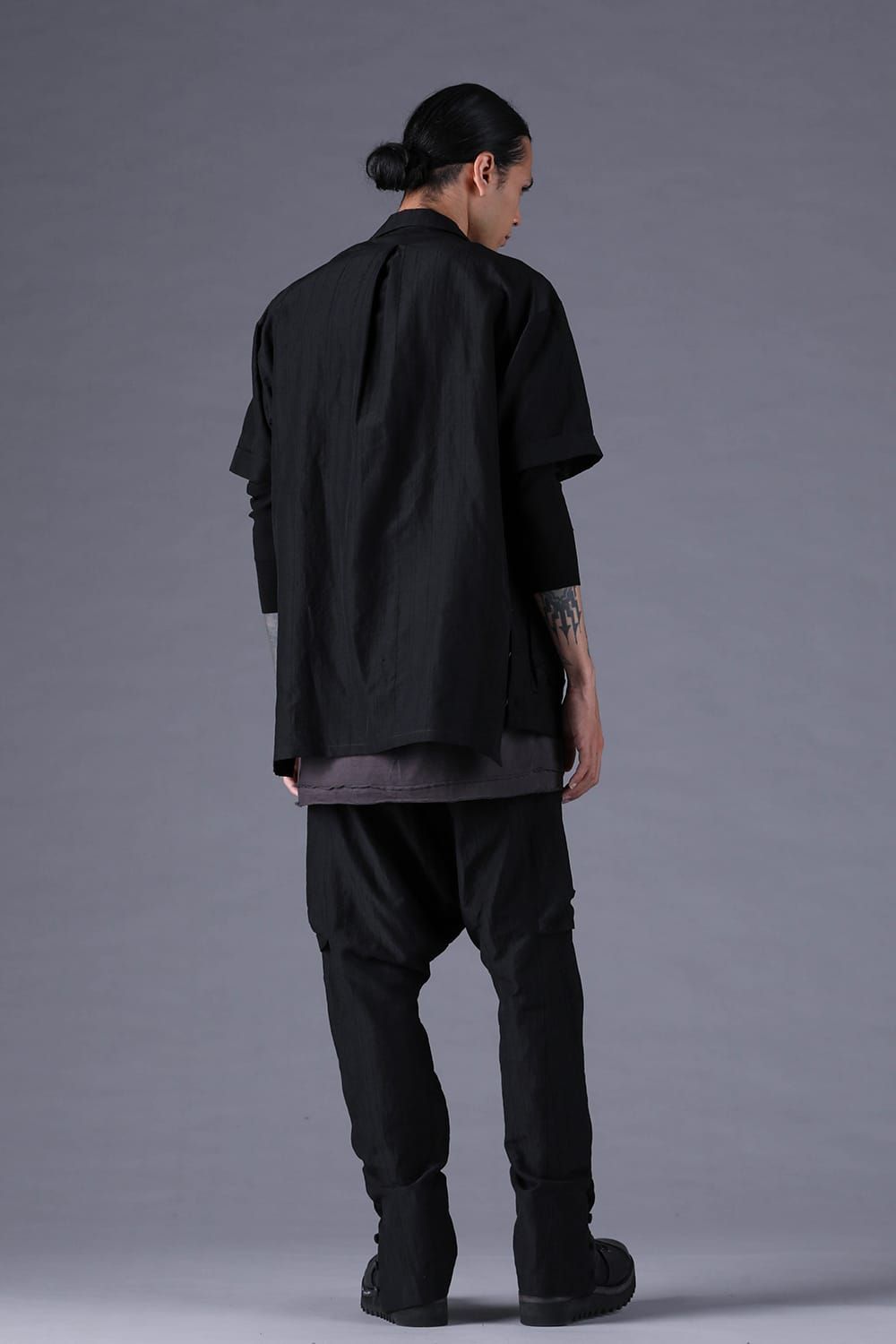 《2027SS先行予約分》Scar Stripe Jacquard Tailored S/S Shirt"Black" / スカーストライプジャガードテーラードショートスリーブシャツ"ブラック"