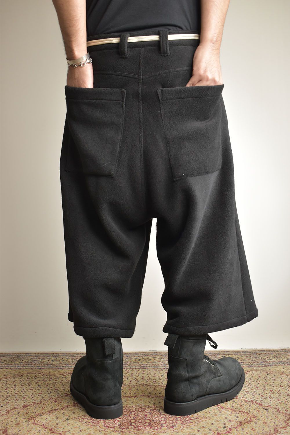 Fleece Over Cropped Pants"Black"/フリースオーバークロップドパンツ"ブラック"