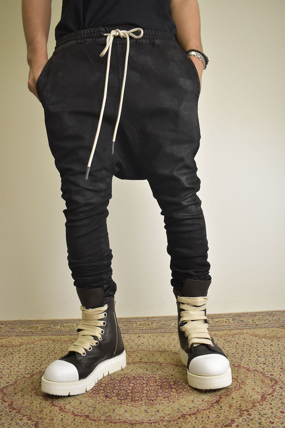 Coating Bonding  Sarouel Skinny Denim"Black" / コーティングボンディングサルエルスキニーデニム"ブラック"