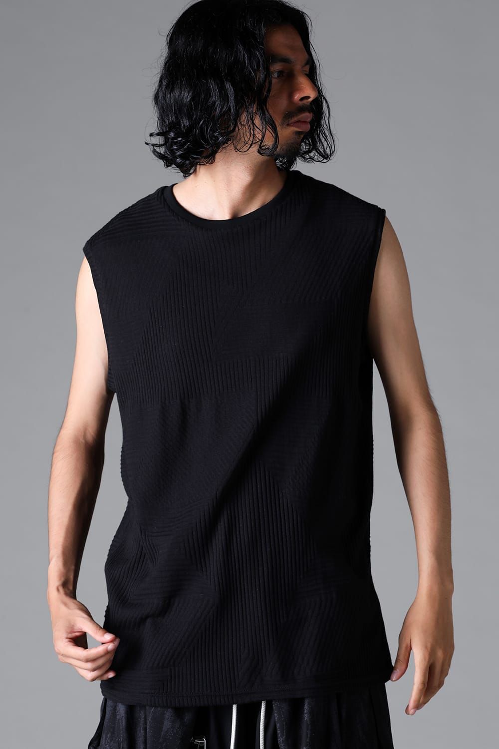 《2026SS先行予約》Deformed Stripe Pattern Tank Top "Black / Cream" /ディフォルメドストライプパターンタンクトップ"ブラック/クリーム"