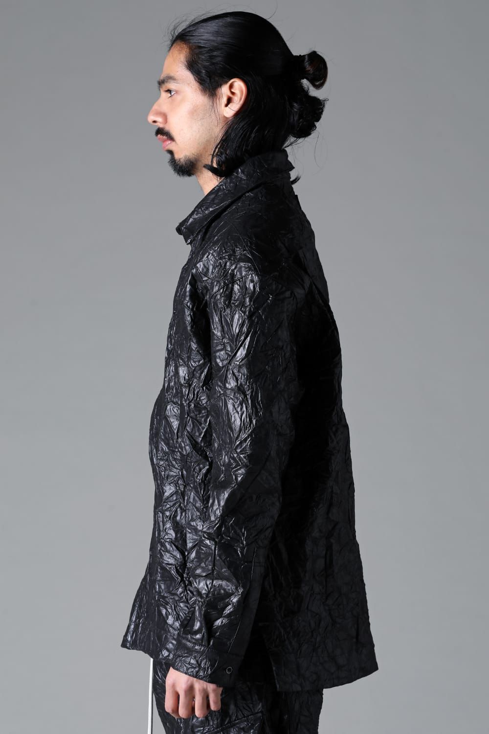 Washer Synthetic Leather Shirts"Black" / ワッシャーシンセティックレザーシャツ"ブラック"