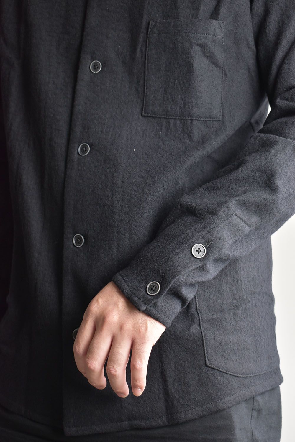 Stand Collar Shirts"Lamp Black"/スタンドカラーシャツ"ランプブラック"