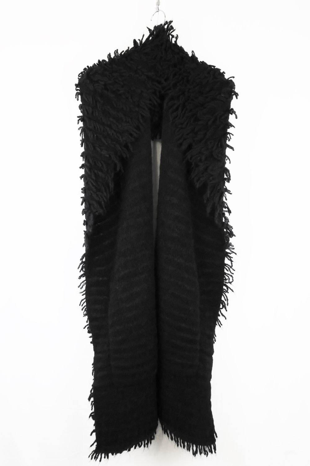 5GG Long Pile Knit Hoodie Stole"Black" / ロングパイルニットフーディストール"ブラック"