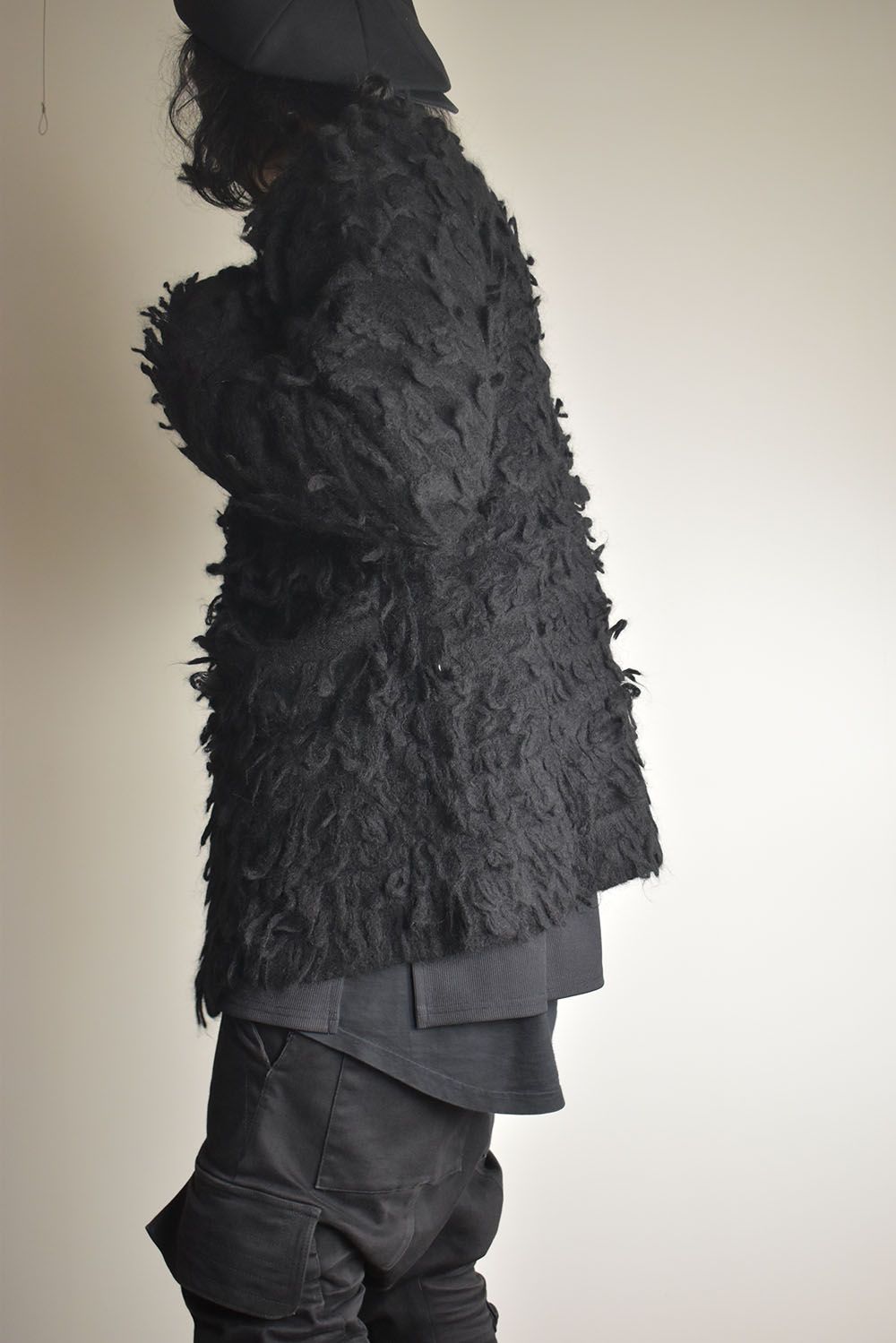 5GG Long Pile Knit Cardigan"Black" / ロングパイルニットカーディガン"ブラック"