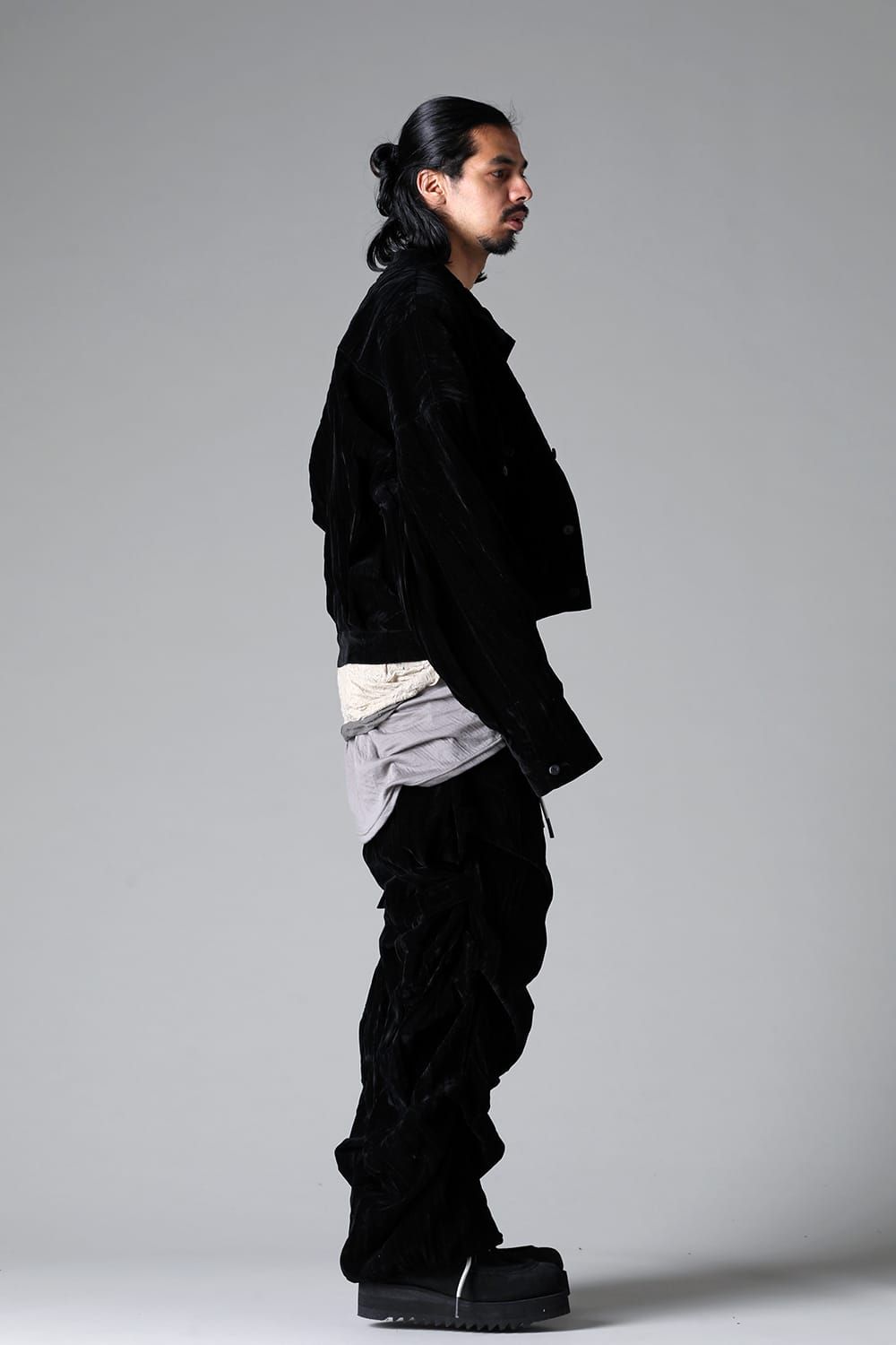 《2025AW先行予約》Washer Velour Tuck Wide Pants"Black" / ワッシャーベロアタックワイドパンツ"ブラック"