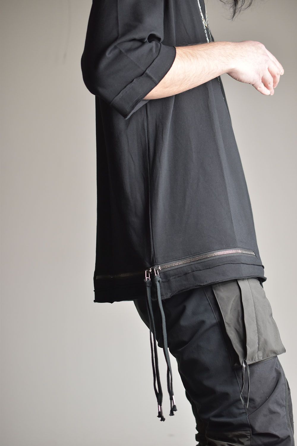 Soft Cotton Jersey Zip Open Tee"Black"/30/-ソフトコットンジャージージップオープンTシャツ"ブラック"
