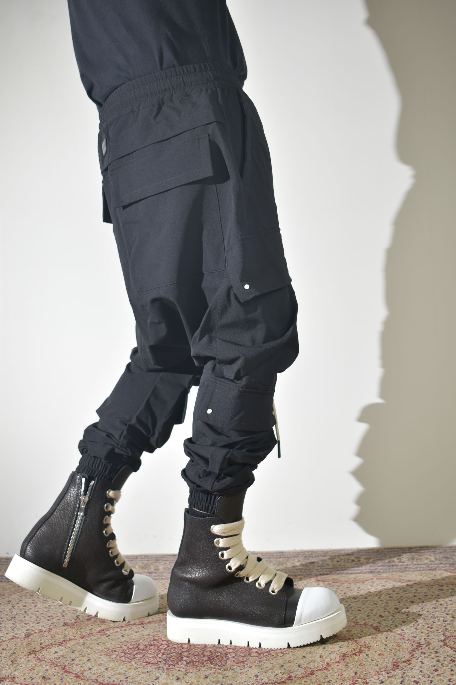 Stretch Nylon Military Sarouel Pants"Black" / ストレッチナイロンミリタリーサルエルパンツ"ブラック"