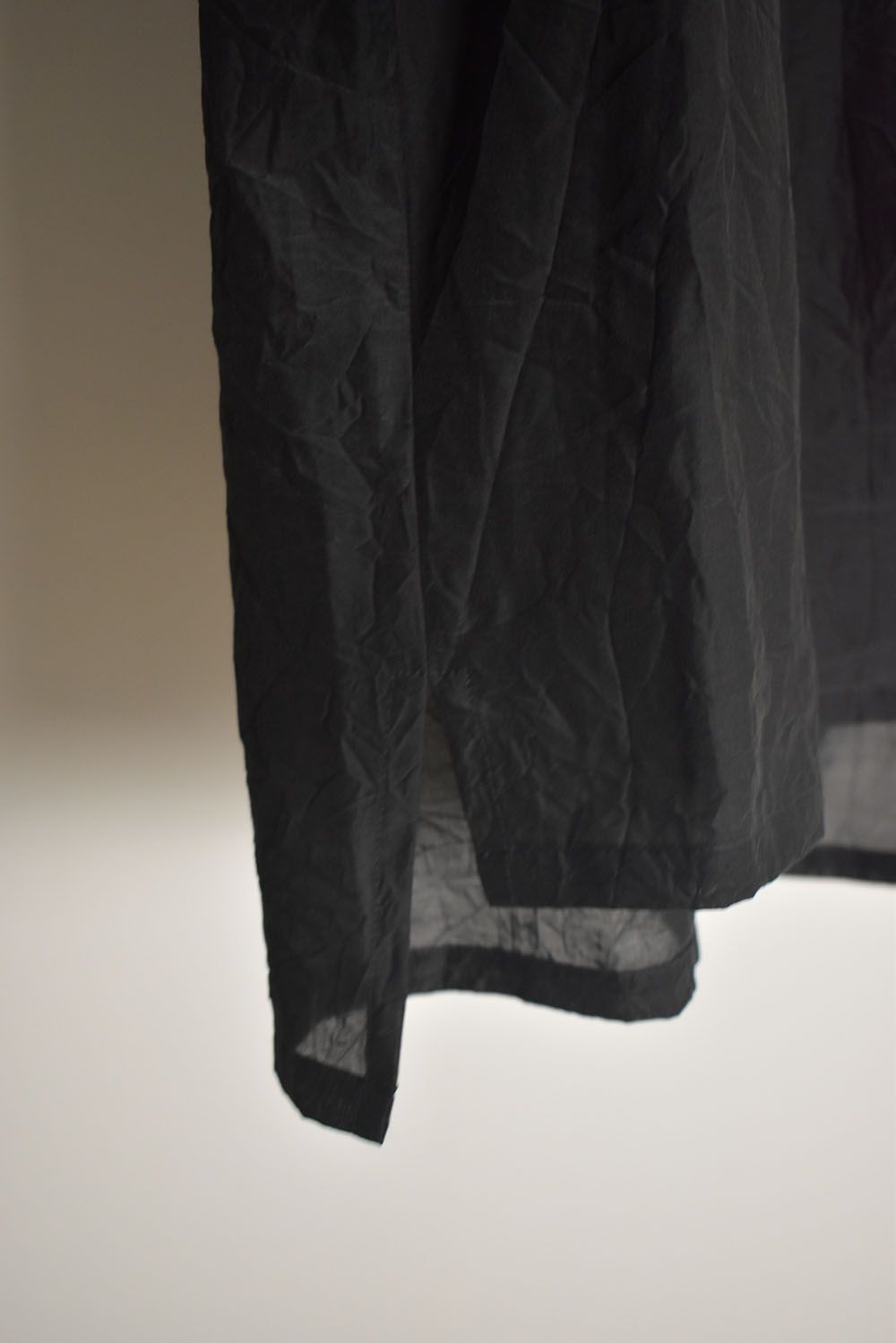 Silk Cotton Washer Shawl Collar Shirt"Black" / シルクコットンワッシャーショールカラーシャツ"ブラック"