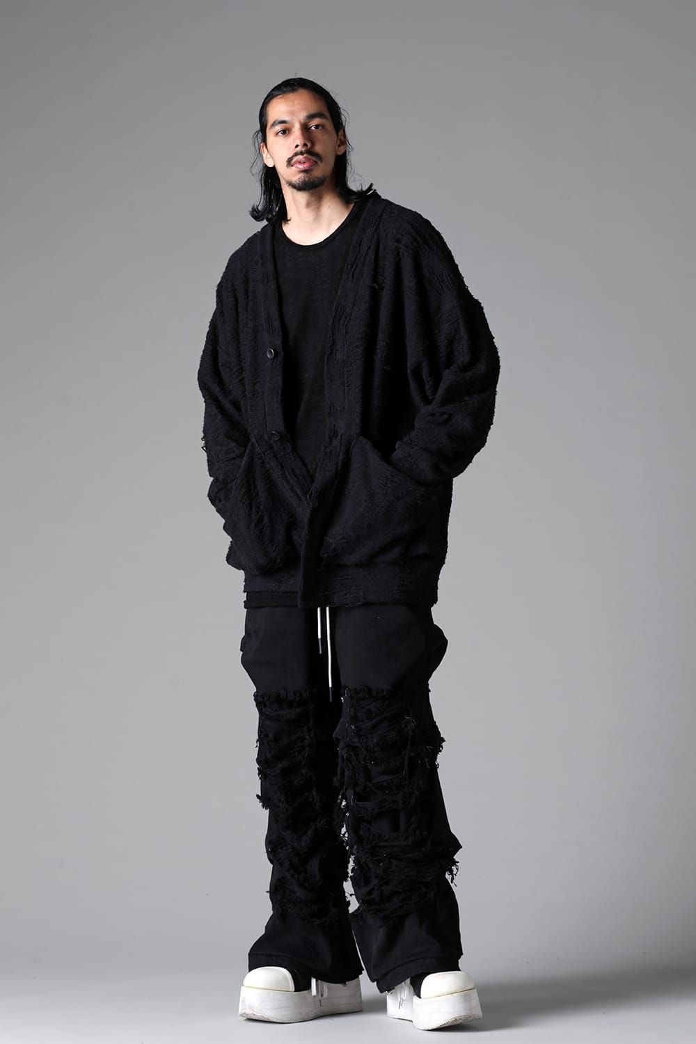 《2025AW先行予約》Damage Pile Jumbo Cardigan"Black" / ダメージパイル ジャンボカーディガン"ブラック"