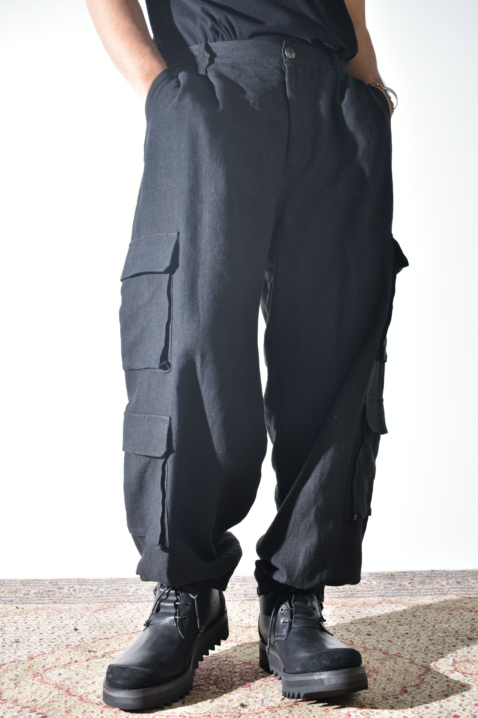 Linen Cargo Pants "Black" / リネンカーゴパンツ"ブラック"