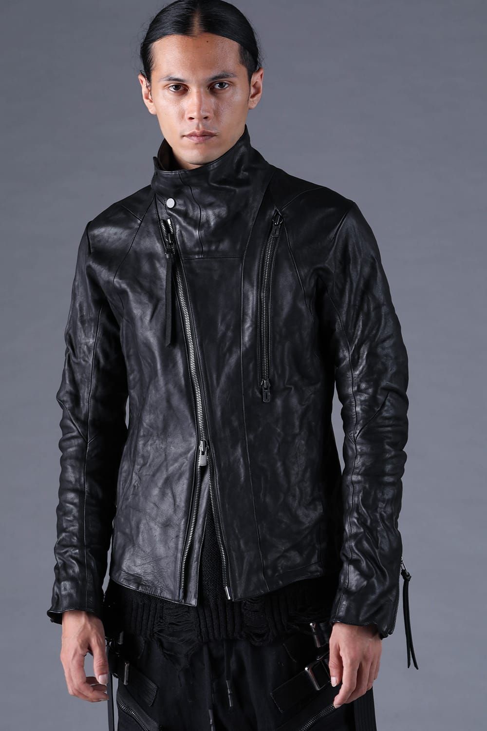 《2027SS先行予約分》Horse Leather High-Neck Jacket"Black" / ホースレザーハイネックジャケット"ブラック"
