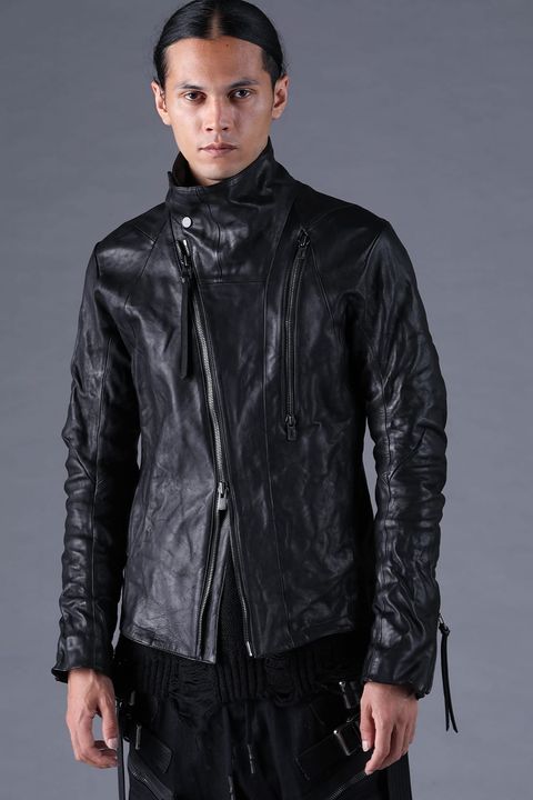 《2027SS先行予約分》Horse Leather High-Neck Jacket"Black" / ホースレザーハイネックジャケット"ブラック"