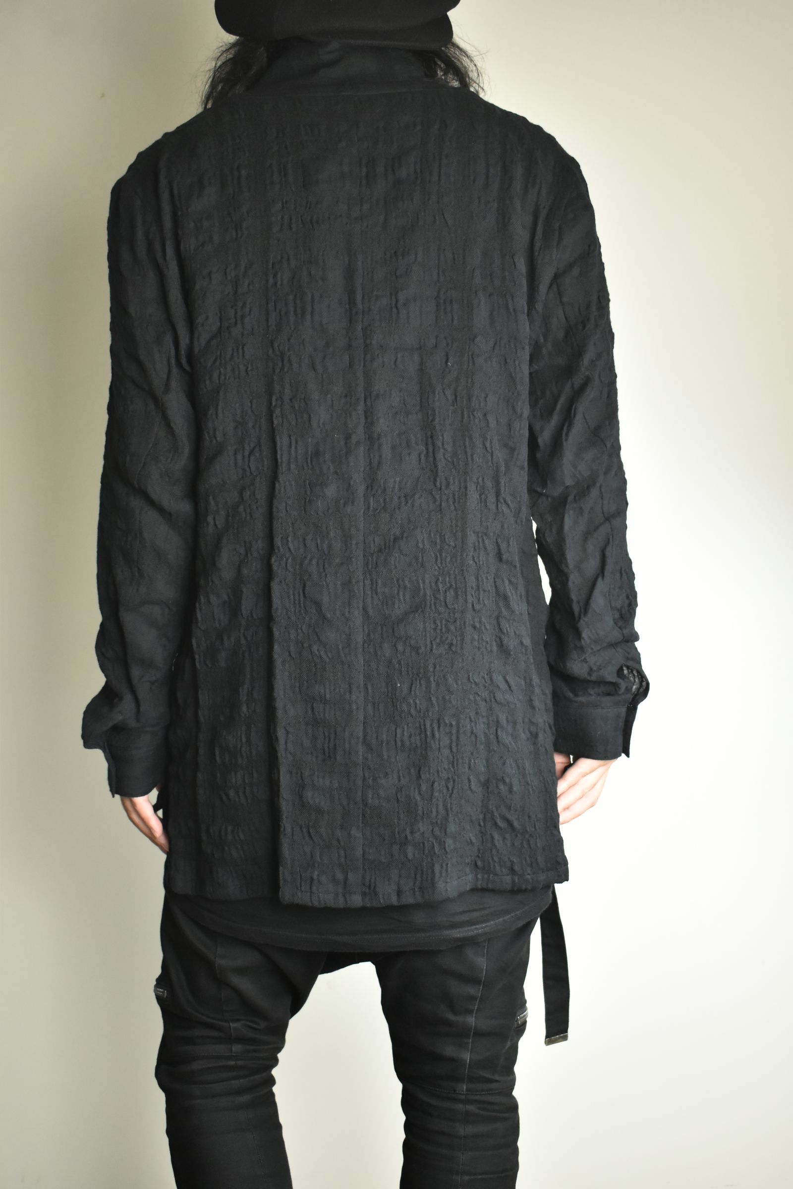 Shadow Check Shawl Collar Shirt"Black" / シャドウチェックショールカラーシャツ"ブラック"