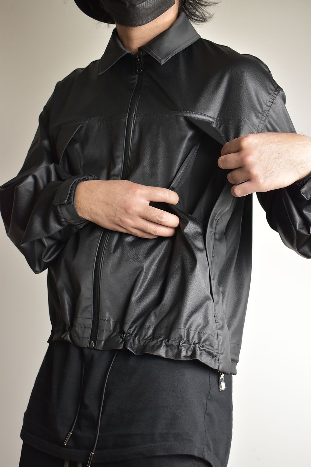 Fake Fake Leather Flight Jacket"Black"/フェイクフェイクレザーフライトジャケット"ブラック"