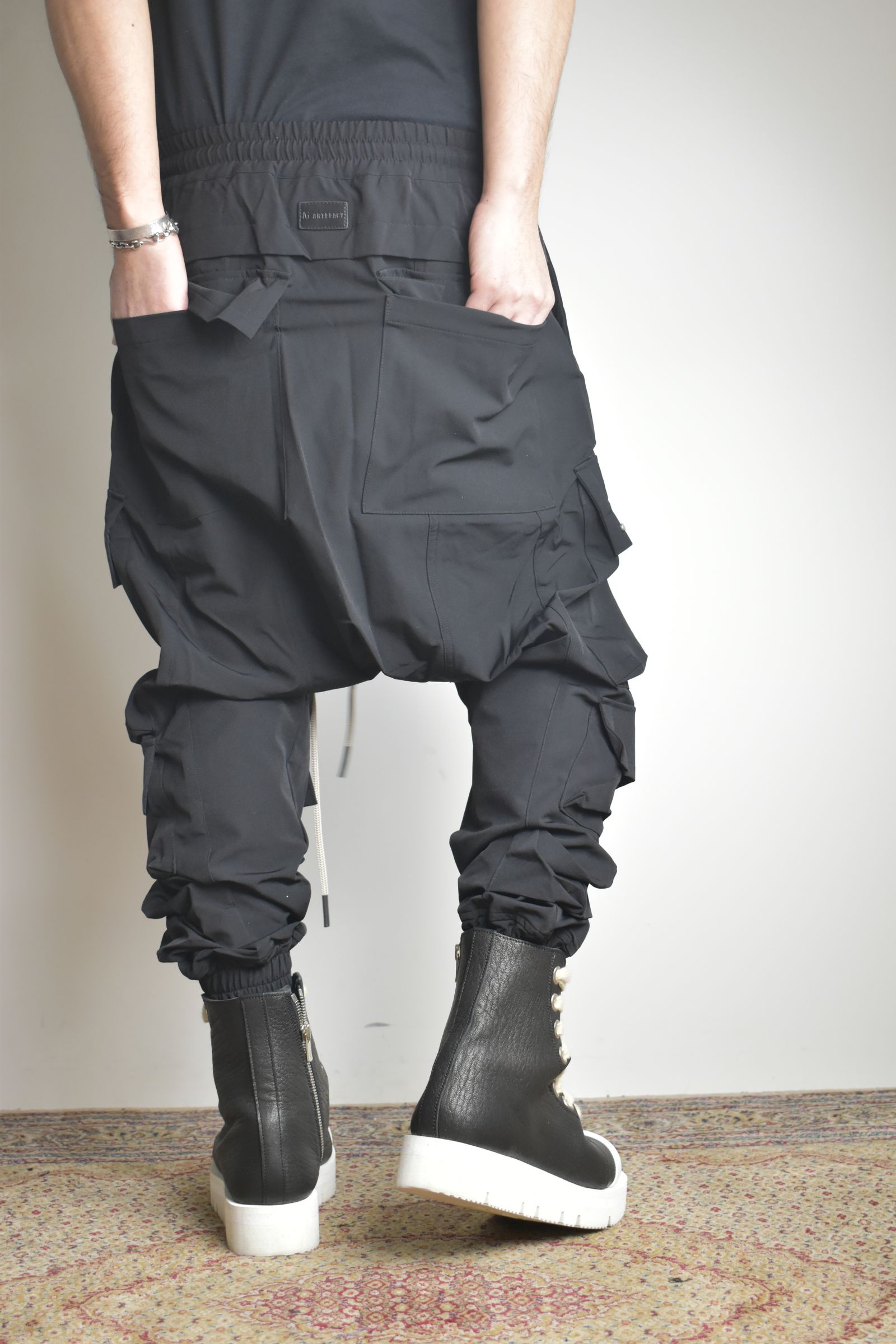 Stretch Nylon Military Sarouel Pants"Black" / ストレッチナイロンミリタリーサルエルパンツ"ブラック"