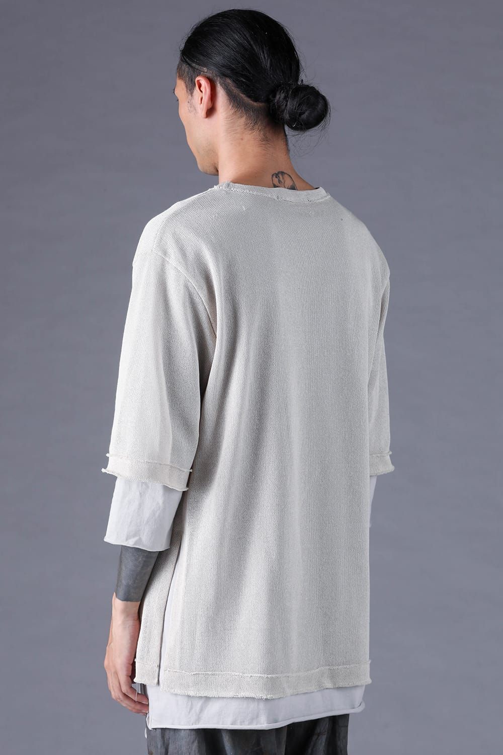 《2027SS先行予約分》Japanese Paper Cotton Knit Layered T-Shirt"Off White" / 和紙コットンニットレイヤードTee"オフホワイト"