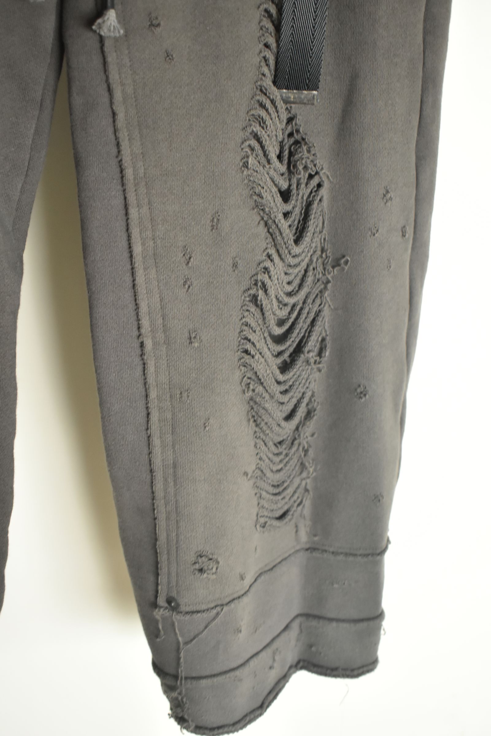 Untwisted Yarn Fleece Shotgun Wide Cropped Pants"Charcoal" / 無撚糸裏毛ショットガンワイドクロップドパンツ"チャコール"