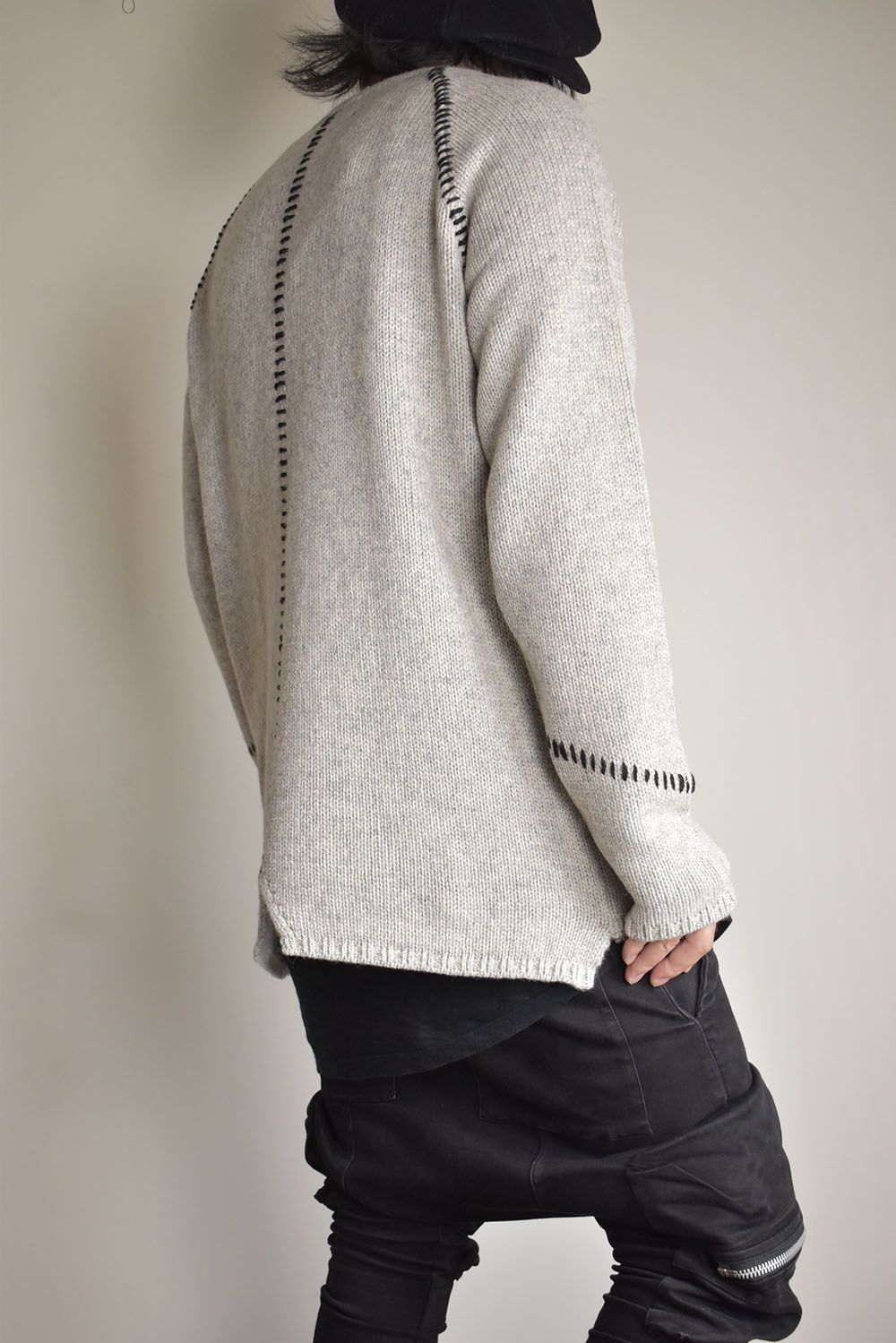 Over Lock Knit Pullover"Oyster Grey" / オーバーロックニットプルオーバー"オイスターグレー"