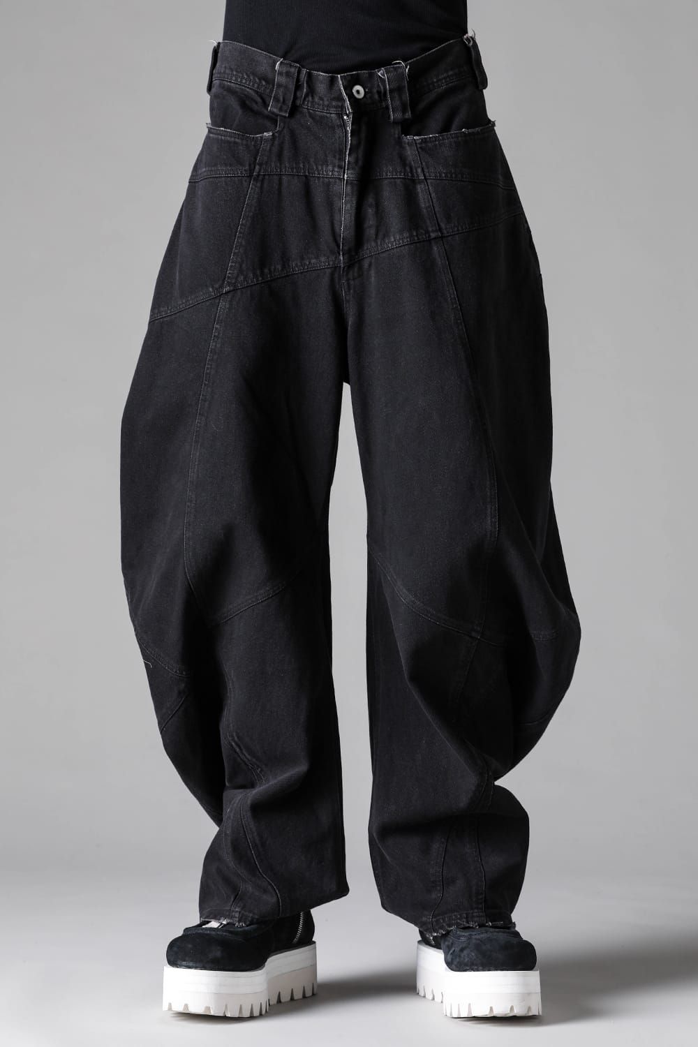 《2027SS先行予約》Curved Wide Pants"Black" / カーブドワイドパンツ "ブラック"