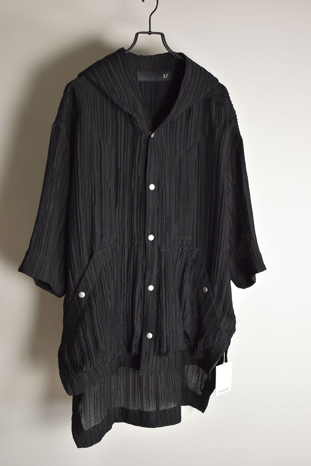 Sheer Yoryu Hoodie Shirts"Black"/シアーフーディシャツ"ブラック"