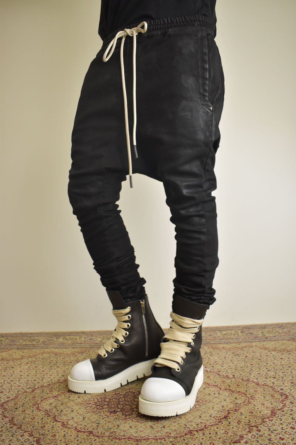 Coating Bonding  Sarouel Skinny Denim"Black" / コーティングボンディングサルエルスキニーデニム"ブラック"