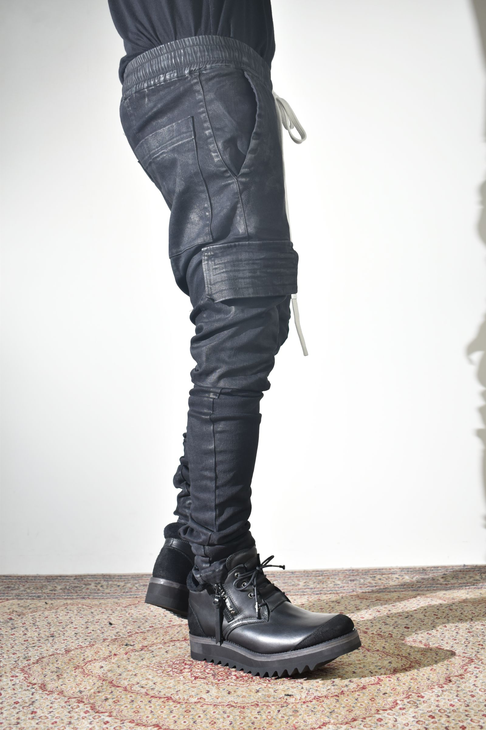 Coating Cargo Saroel Skinny"Black" / コーティングサルエルカーゴスキニー"ブラック"