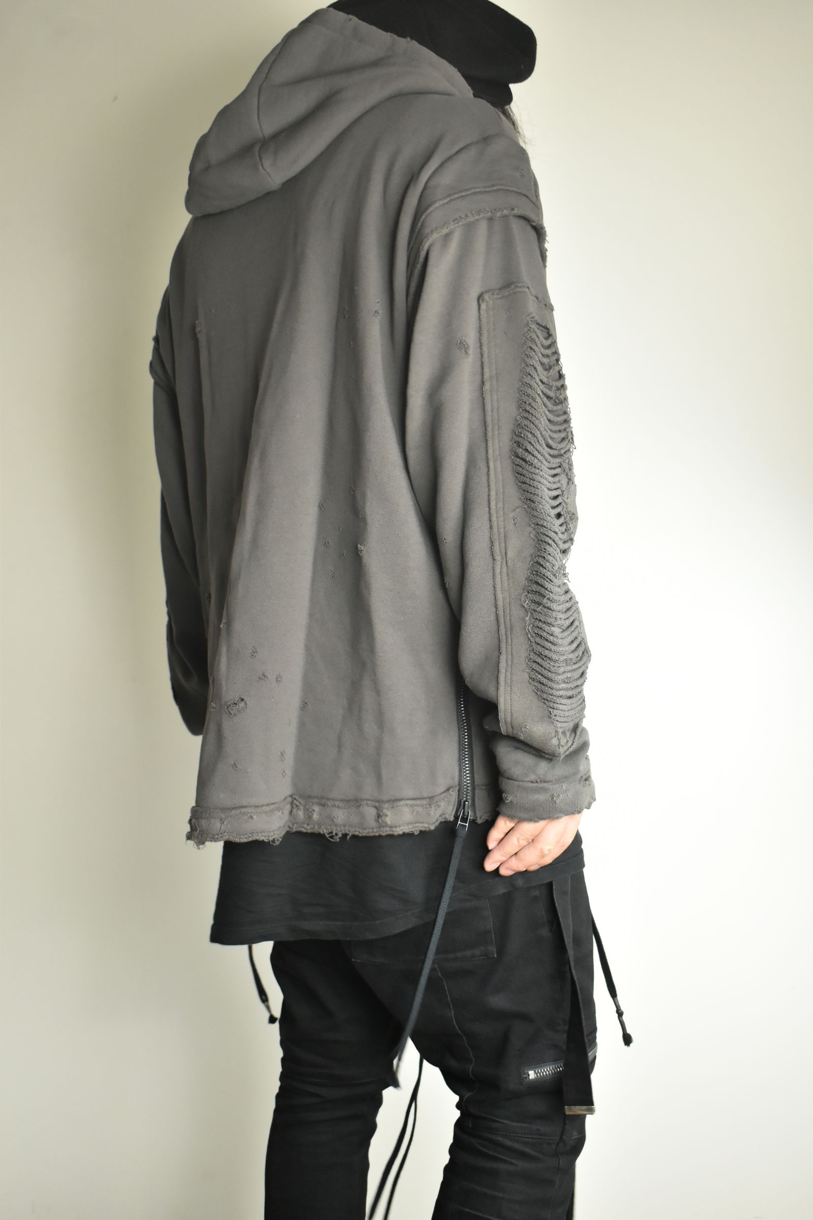 Untwisted Yarn Fleece Shotgun Zip-Up Hoodie"Charcoal" / 無撚糸裏毛ショットガンジップアップフーディー"チャコール"