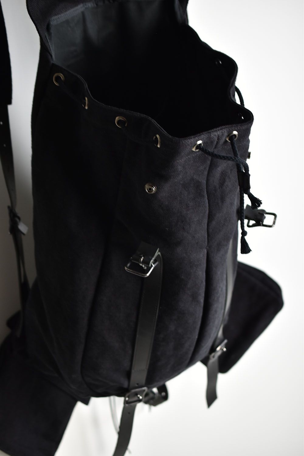Jute x Cotton Military Twill Bag Attached Bag Pack"Black"/ ジュート×コットン ミリタリーツイルバッグ"ブラック"