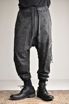 Unevenly Dyed  Non-Ply Yarn Sarrouel Jogger Pants"Charcoal"/ムラ染め無撚糸裏毛サルエルジョガーパンツ"チャコール"