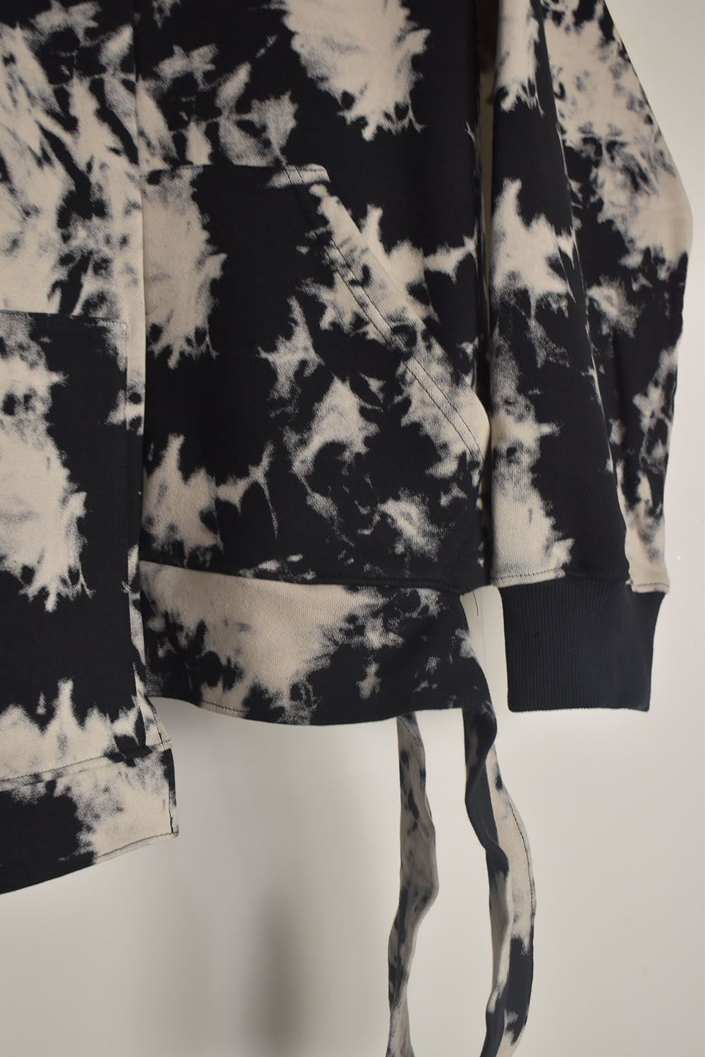 Discharge Pinting Asymmetry Crew Neck Top"Black×Ivory" /ディスチャージプリントアシンメトリークルーネックトップ"ブラック×アイボリー"