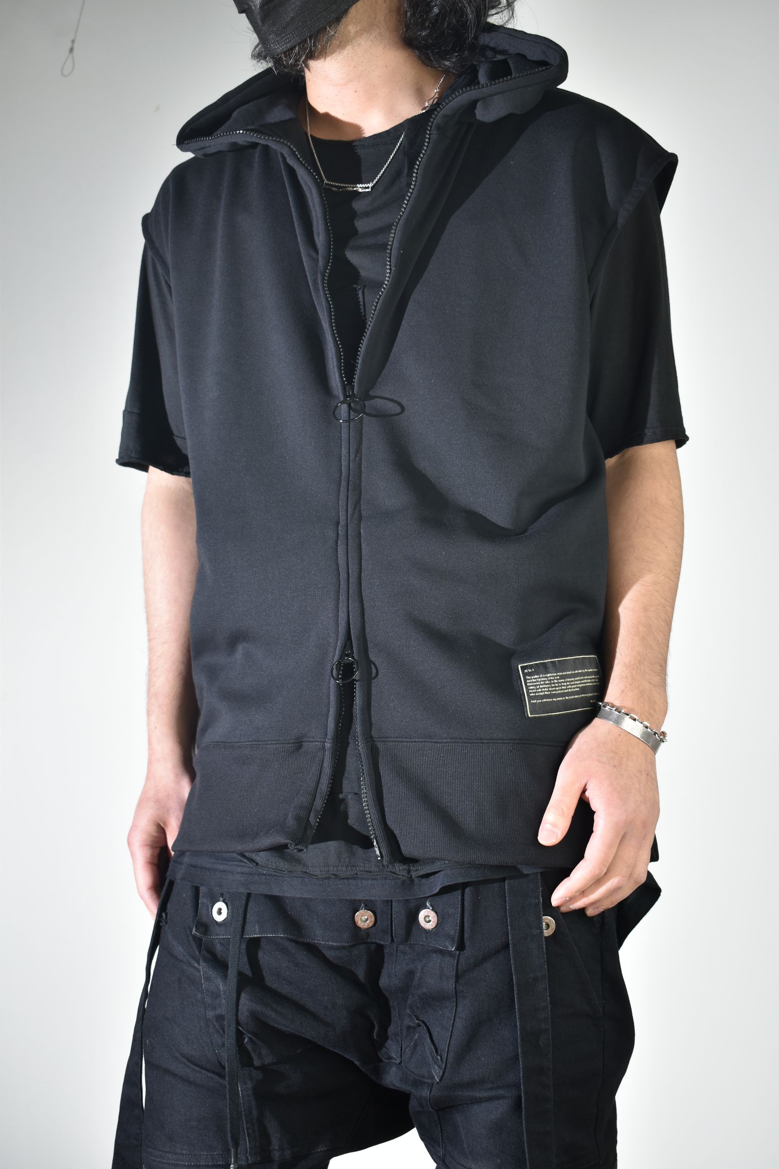 No Sleeve Zip Hoodie"Black" / ノースリーブジップフーディ"ブラック"