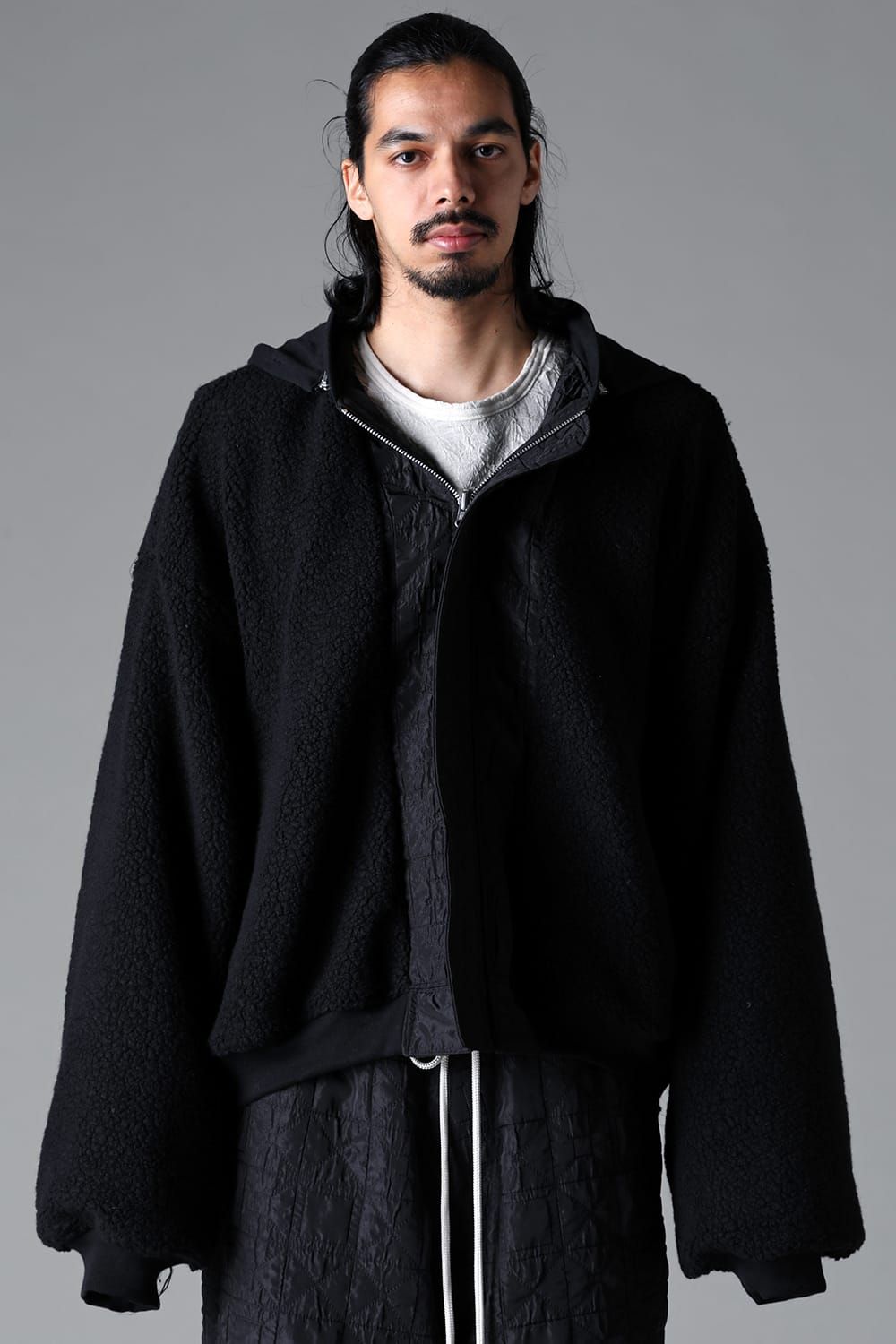 《2025AW先行予約》Geometry Jumbo Hooded MA-1 Blouson"Black" / ジオメトリージャンボフーデッドMA-1ブルゾン"ブラック"