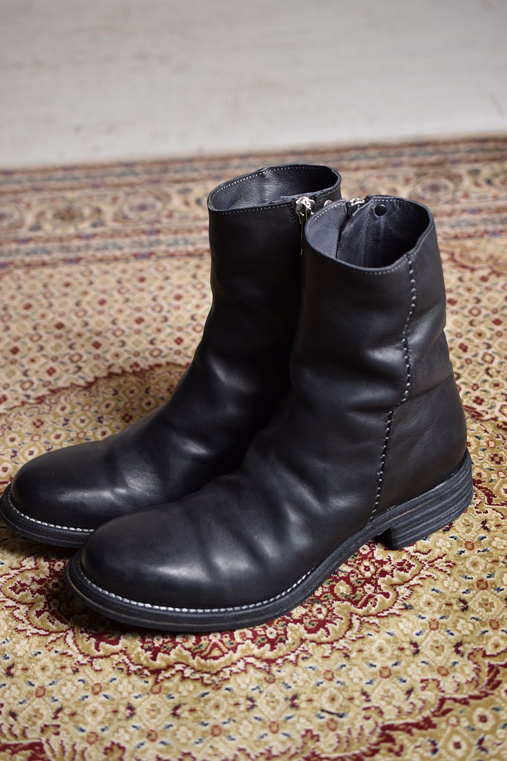 xx incarnation Itary Horse Garment Dye Side Zip Boot"Black"/イタリーホース製品染サイドジップブーツ"ブラック"