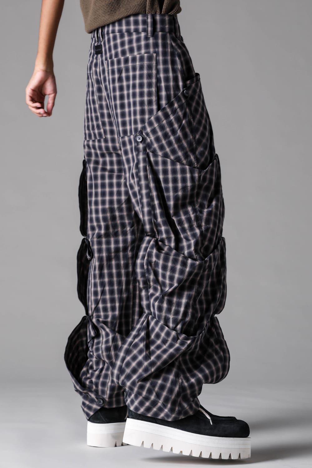 《2027SS先行予約》Plaid Side Layered Pants"Black Plaid / Brown Plaid " / プレイドサイドレイヤードパンツ"ブラックプレイド / ブラウンプレイド"