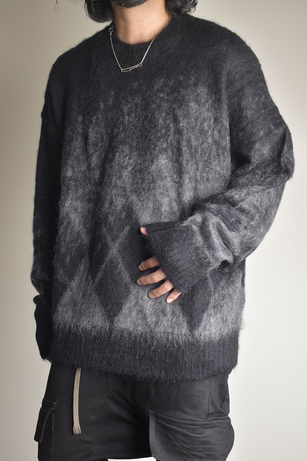 Mohair Alpaca Knit Pullover"Black Grap" / モヘアアルパカニットプルオーバー"ブラックグレープ"