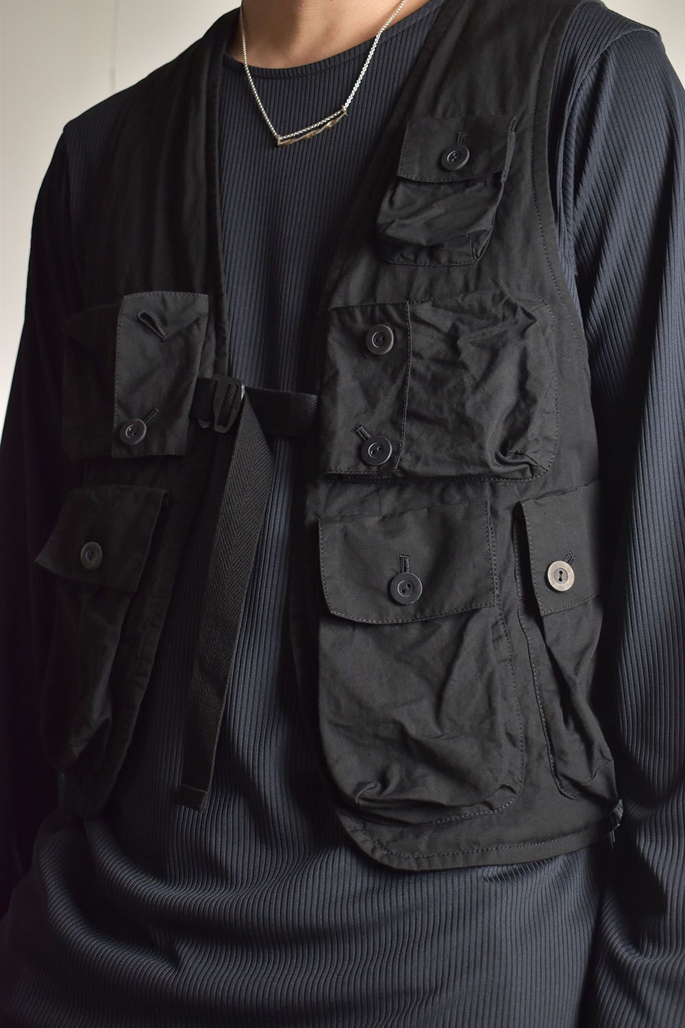 GARMENT DYED MULTI POCKET VEST"Black"/ガーメントダイマルチポケットベスト"ブラック"